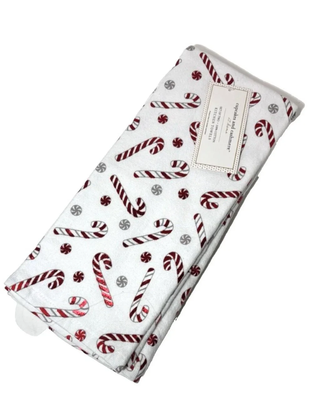 Cupcakes and Cashmere Christmas Kitchen Towel Set of 2. CERTIFIED OEKO-TEX
